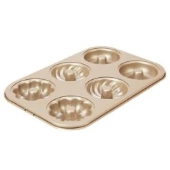 CHEFMADE |6er Donutform | Herzform | 267x181x22mm | Champagnergold | Antihaft- & Silikonbeschichtet | Donutblech | Donutbackform | Karbonstahl -Kaffee Und Tee 10969b9b 6d4e 48fd a3bc aa3324bd05be 1